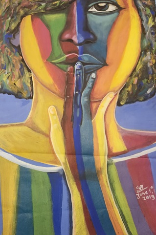 Femme multicolore
